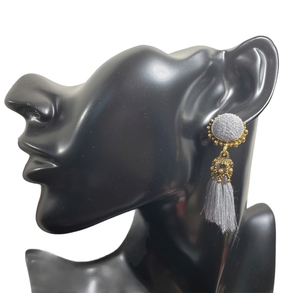 Fashion Jewelry Gray Gold Dangle Tassel Earrings